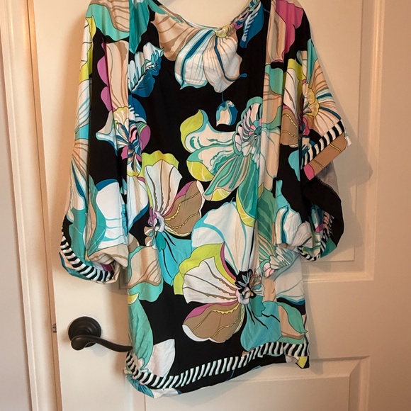 TRINA TURK SINTRA FLORA SWIMSUIT COVER-UP TUNIC MINI DRESS SMALL - Picture 8 of 13